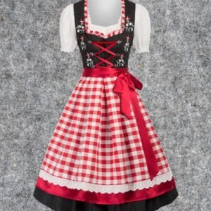 Authentic Oktoberfest Black And Red Dirndl Dress OD-0014