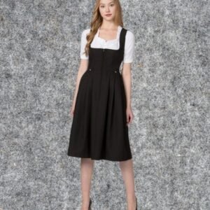 Perfect Black Cotton Midi Dirndl Dress OD-001