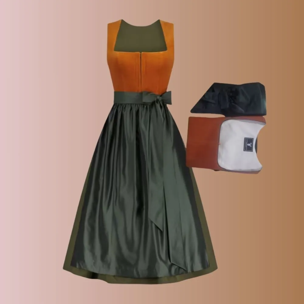 Orange Velvet Dirndl | Bavarian Autumn Dress