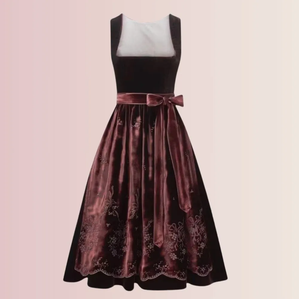 Maroon Velvet Dirndl Dresses Sale | Limited Time