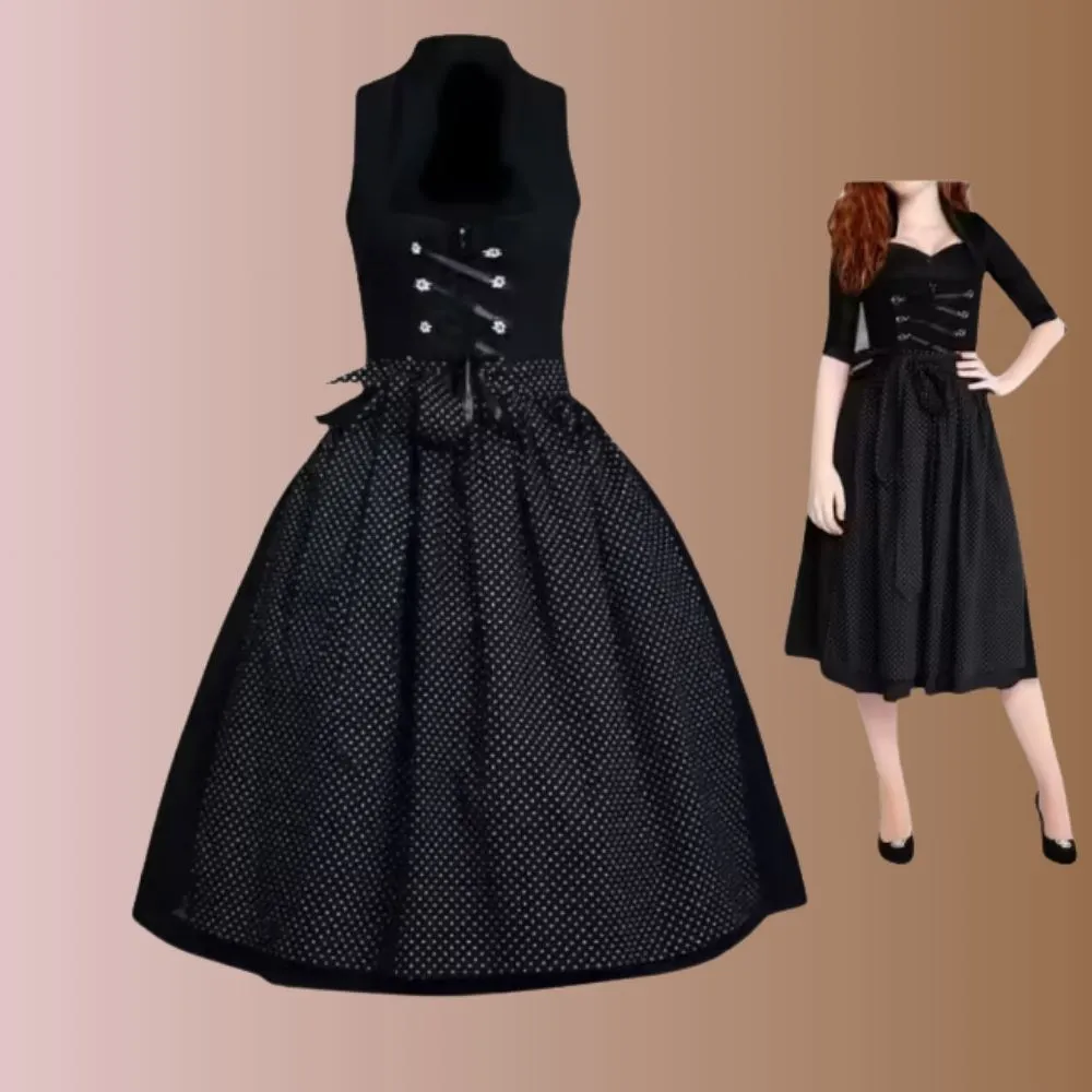 Black Cotton Dirndl – Bavarian Comfort & Style