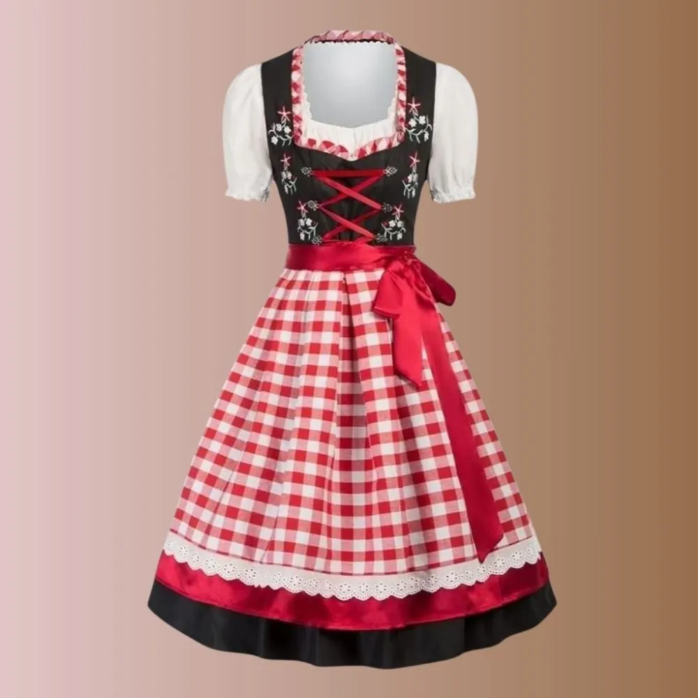 Black Cotton Embroidered Dirndl – Bavarian Elegance