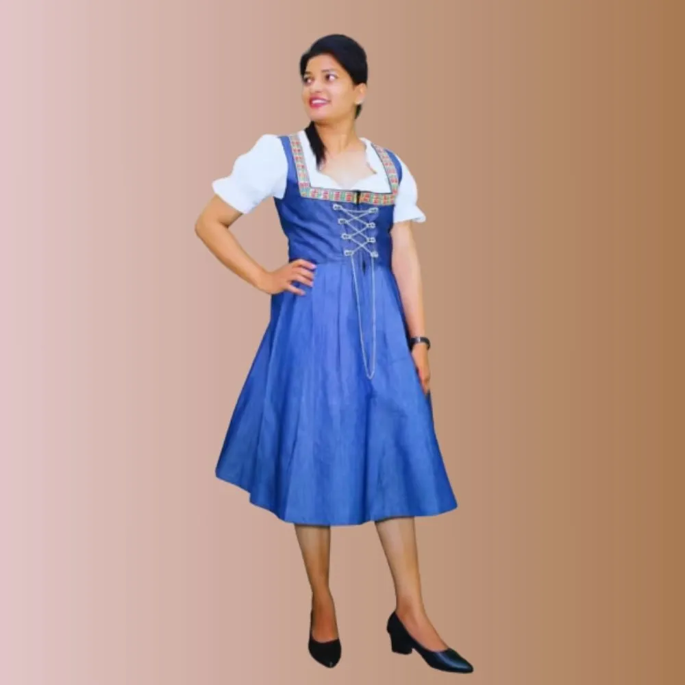 Dirndl Denim Dress – Modern Bavarian Style - Image 2