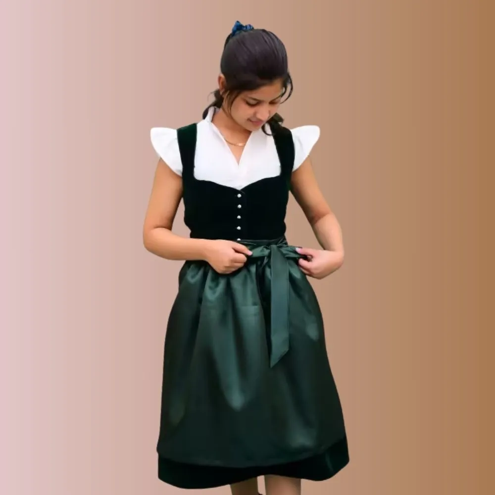 Green Dirndl Dress—handcrafted, breathable & ethically made.